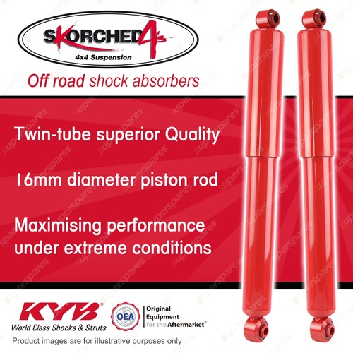 2x Rear KYB SKORCHED 4'S Shock Absorbers for Nissan Navara D40 All Styles 05-15