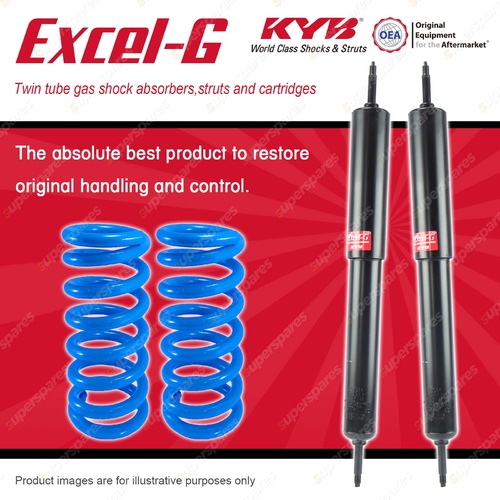 Front KYB EXCEL-G Shocks Raised Coil Springs for LAND ROVER Defender 110 FWD