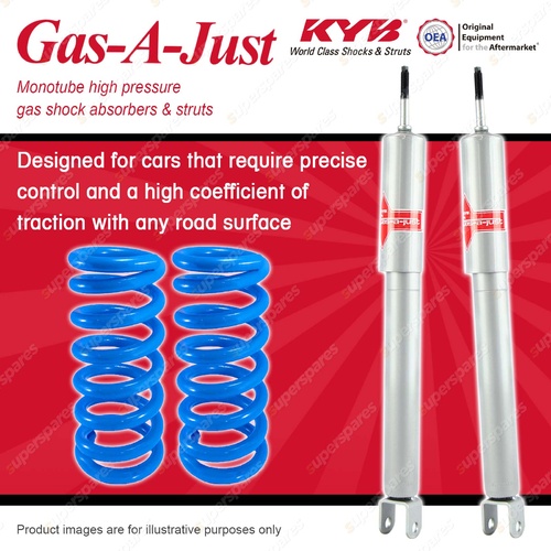 Front KYB GAS-A-JUST Shock Absorbers + Raised Coil Springs for JAGUAR XJSC XJ40