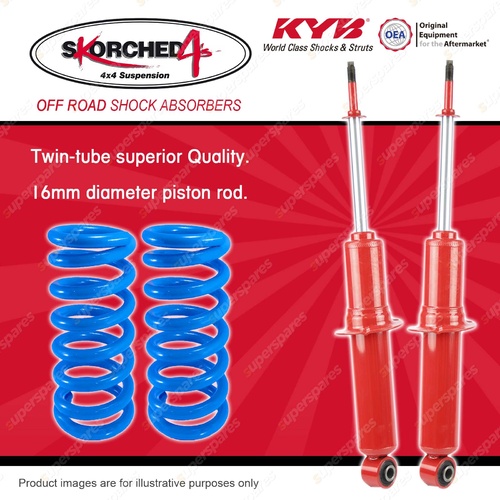 Front KYB SKORCHED 4'S Shock Absorbers + Raised Coil Springs for ISUZU D-Max TF