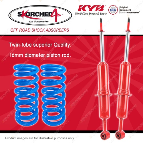 Front KYB SKORCHED Shocks Raised Coil Springs for TOYOTA Landcruiser Prado 120