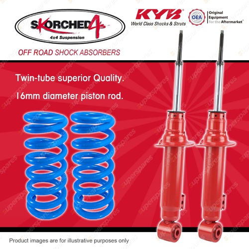 Front KYB SKORCHED 4'S Shocks Raised Coil Springs for MITSUBISHI Triton ML MN MQ