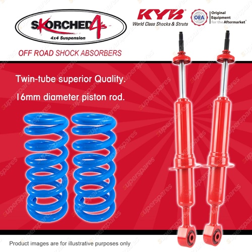 Front KYB SKORCHED Shocks HD Raised Coil Springs for Landcruiser UZJ URJ 200