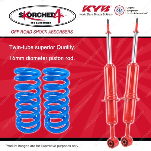 Front KYB SKORCHED 4'S Shocks Raised Coil Springs for TOYOTA FJ Cruiser GSJ15R