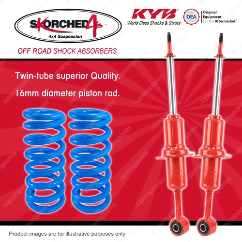 Front KYB SKORCHED Shocks Raised Coil Springs for FORD Ranger PX 09/2011-On