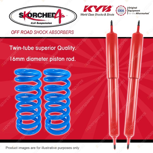 Front KYB SKORCHED Shocks HD Raised Coil Springs for TOYOTA Landcruiser 80 105