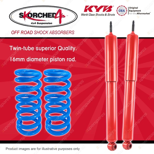 Rear KYB SKORCHED Shocks HD Raised Coil Springs for TOYOTA Landcruiser 80 105