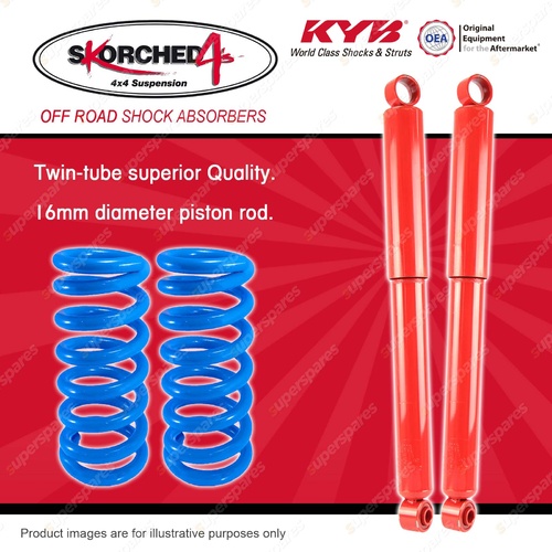 Rear KYB SKORCHED 4'S Shock Absorbers + Raised Coil Springs for NISSAN Patrol GQ