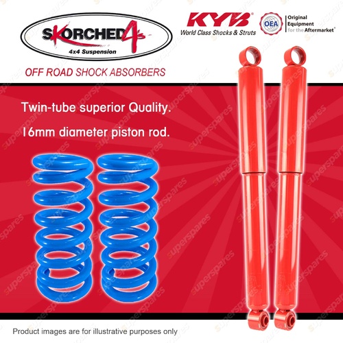 Rear KYB SKORCHED 4'S Shock Absorbers + STD Coil Springs for NISSAN Patrol GU