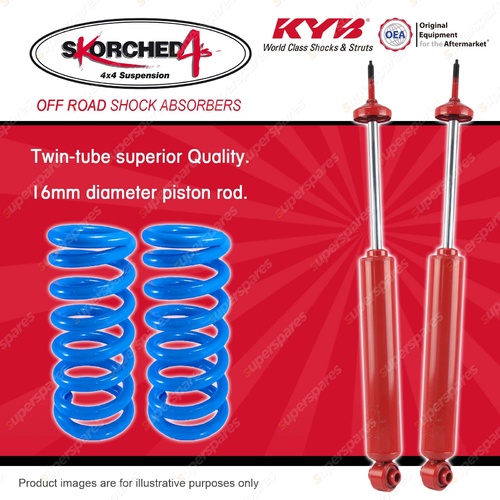 Rear KYB SKORCHED 4'S Shocks Raised Coil Springs for MITSUBISHI Pajero NT