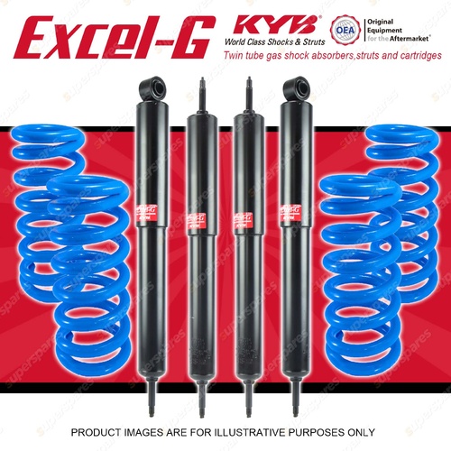 4x KYB EXCEL-G Shocks + Raised Coil Springs for LAND ROVER Defender 110 130