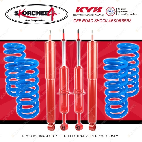 4x KYB SKORCHED 4'S Shocks + HD Raised Coil for TOYOTA Landcruiser Prado 120