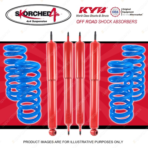 4x KYB SKORCHED 4'S Shocks + STD Coil Springs for TOYOTA Landcruiser 80 105