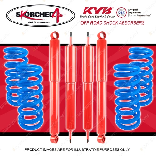 4x KYB SKORCHED 4'S Shock Absorbers + Raised Coil Springs for NISSAN Patrol GQ