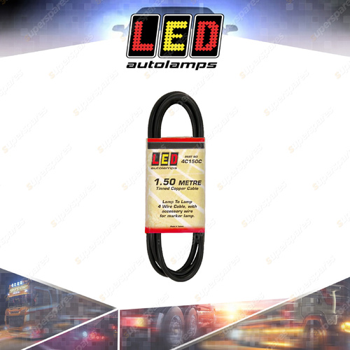 LED Autolamps Plugin Trailer Cables Lamp to Lamp 4 Wire Cable 1.5m Plugin Cable