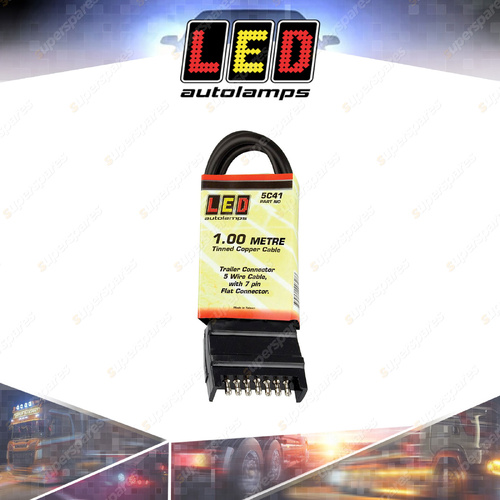 LED Autolamps Trailer Connector 5 Wire Cable with 7 Pin Flat Connector