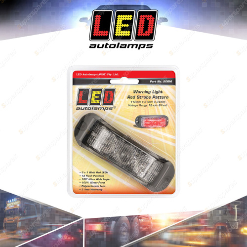 LED Autolamps Red Emergency Warning Light 3 LED Flashing Lamp 12-24 Volt Blister