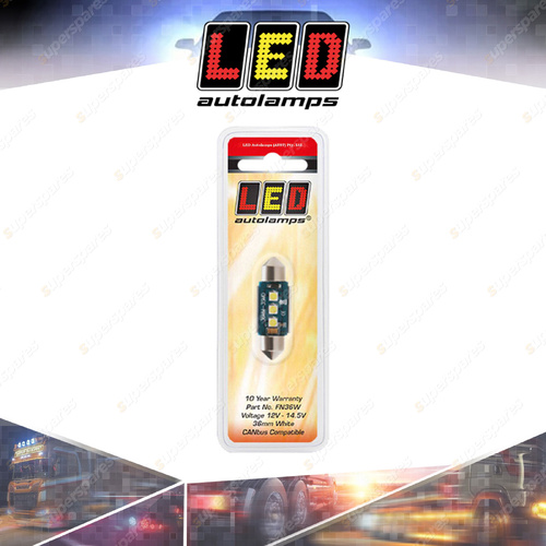 LED Autolamps 36mm White Festoon Light 180lm Effective CANBUS Compatible Blister