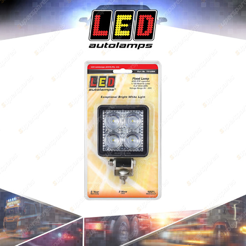 LED Autolamps 12 Watt Flood/Reverse Light Black Base 4 LED Work Lamp Blister