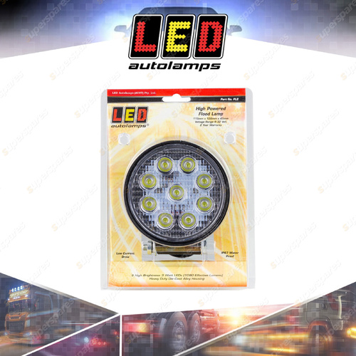 LED Autolamps High Powered Round Flood Light 9 LED Work Lamp 9-32V Blister