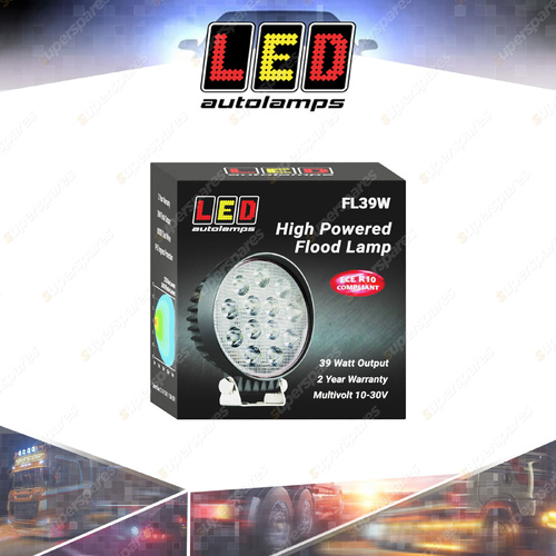 LED Autolamps Heavy Duty 39 Watt Round Flood Light 13 LED Work Lamp Single Box