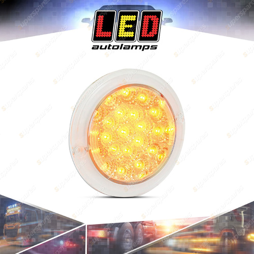 LED Autolamps Amber Round Rear Indicator Light Clear Lens 12V 21 LED Lamp Bulk