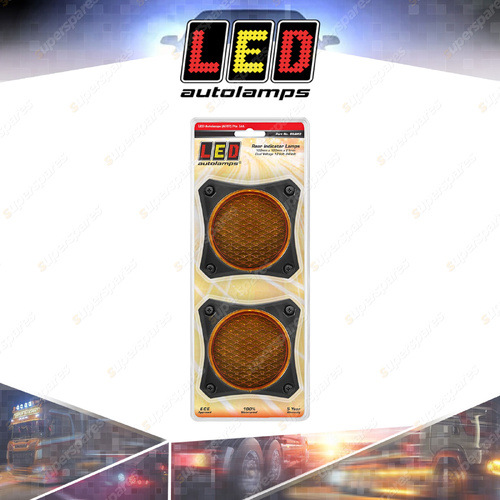 LED Autolamps Amber Rear Indicator Light Coloured Lens 8 LED Lamp Twin Blister