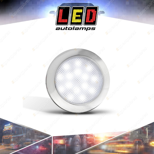 LED Autolamps Interior Light Cool White with Chrome Bezel 12V 76x9mm Bulk