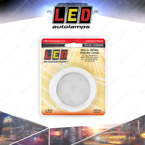 LED Autolamps Interior Light Warm White with White Bezel 12V 76x9mm Blister