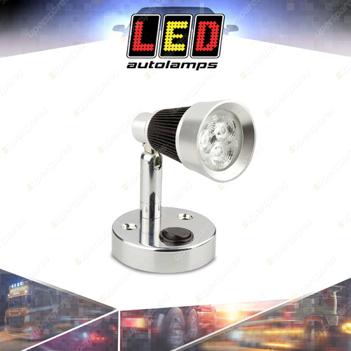 LED Autolamps Chrome Interior Reading Light Polycarbonate Lens 12 Volt Bulk