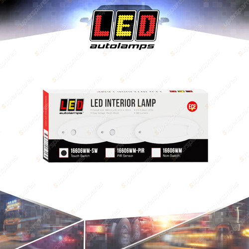 LED Autolamps Oval Interior/Exterior Light White Touch Switch 27 LED Lamp Box