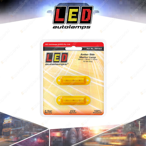 LED Autolamps Amber Side Marker Light 12 Volt 3 LED Lamp Twin Blister