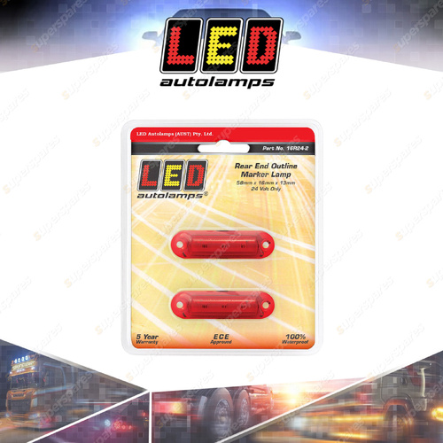 LED Autolamps Red Rear End Outline Marker Light 24V 3 LED Lamp Twin Blister