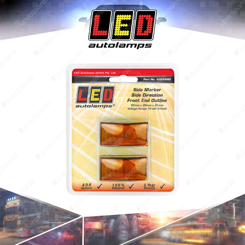 LED Autolamps Amber Side Marker Light/Direction/Front Outline 3 LED Twin Blister