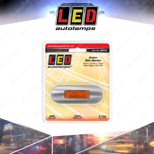 LED Autolamps Amber Side Marker Light Amber Lens Brushed Bezel 3 LED Blister