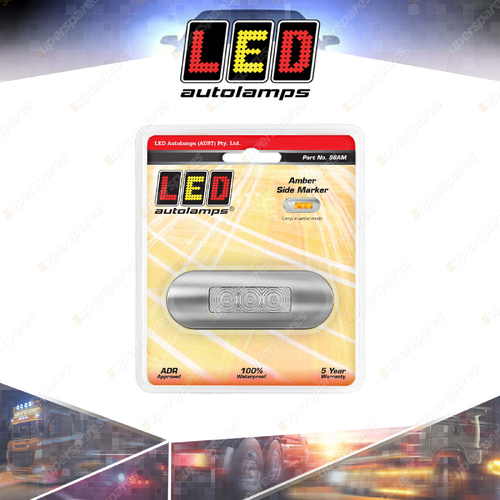 LED Autolamps Amber Marker Light Clear Lens Brushed Bezel 2 LED Lamp Blister