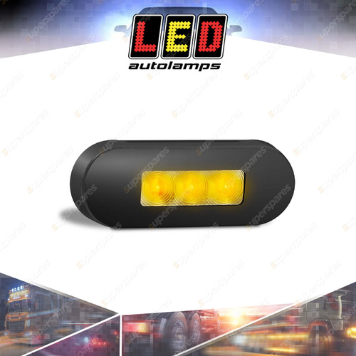 LED Autolamps Amber Marker Light Clear Lens Black Bezel 12-24V 2 LED Lamp Bulk