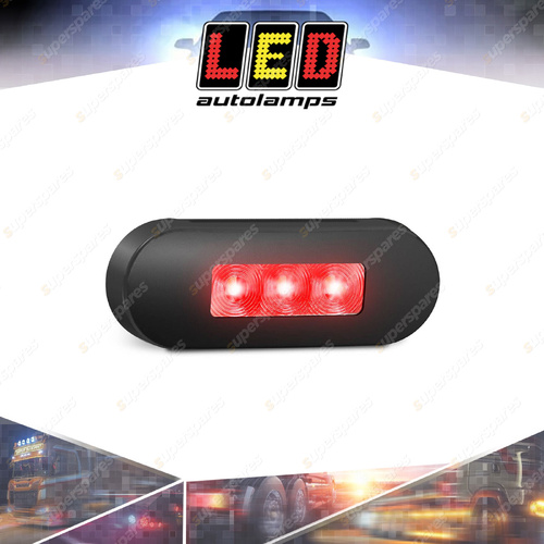 LED Autolamps Red Rear End Outline Marker Light Clear Lens Black Bezel 2 LED