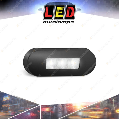 LED Autolamps White End Outline Marker Light Clear Lens Black Bezel 2 LED Bulk