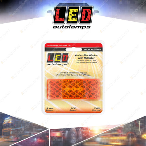 LED Autolamps Amber Side Marker Light Reflector 3M Tape 3 LED Lamp Blister