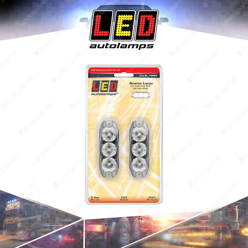 LED Autolamps White Reverse Light 12-24 Volt 3 LED Lamp Twin Blister