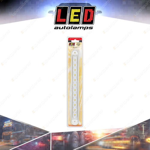 LED Autolamps White Reverse Strip Light Clear Lens 12 Volt 12 LED Lamp Blister