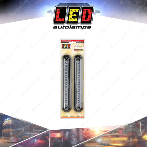 LED Autolamps Stop Tail Indicator Light 12 LED Lamp Black Bracket Twin Blister