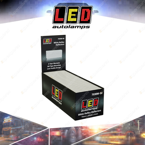 LED Autolamps White Reflex Reflector 70x30x6mm Truck Caravan Trailer Box of 50