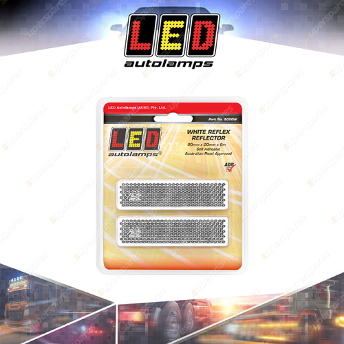 LED Autolamps White Reflex Reflector with 3M Tape Truck Caravan Twin Blister