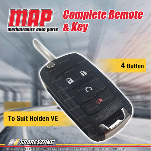 MAP Complete 4 Button Remote Shell & Key Replacement for Holden Commodore VF