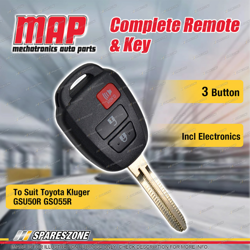 MAP Complete 3 Button Remote Shell & Key for Toyota Kluger GSU50R GSO55R