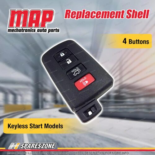 MAP 4 Button Remote Shell Requires Key Cutting Keyless Start Models for Toyota