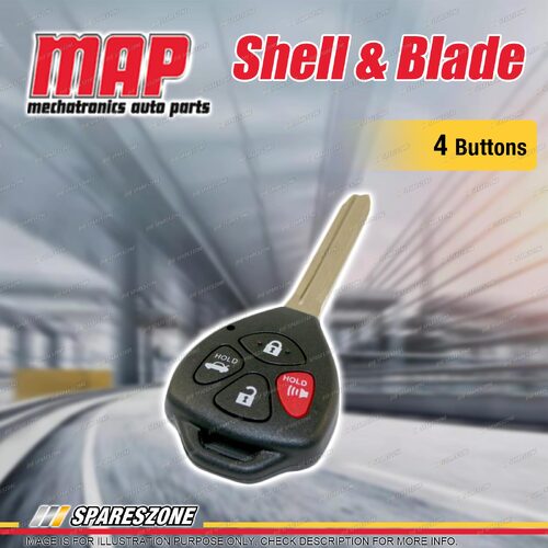 MAP 4 Button Remote Shell & Blade Replacement for Toyota Various Models