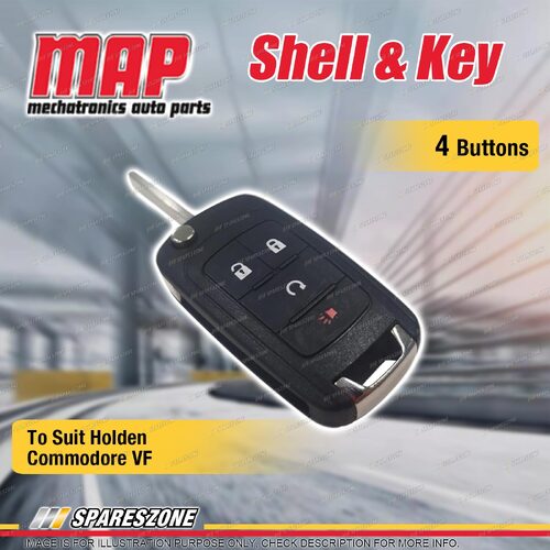 MAP 4 Button Shell & Key Requires Key Cutting No Electronics for Holden VF